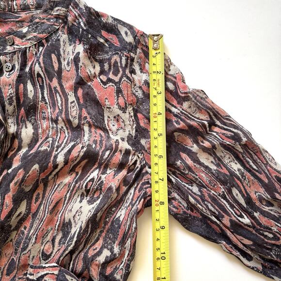 IRO Jeisa 100% Silk Rusty Abstract Print Button Front Blouse Top - Picture 9 of 12